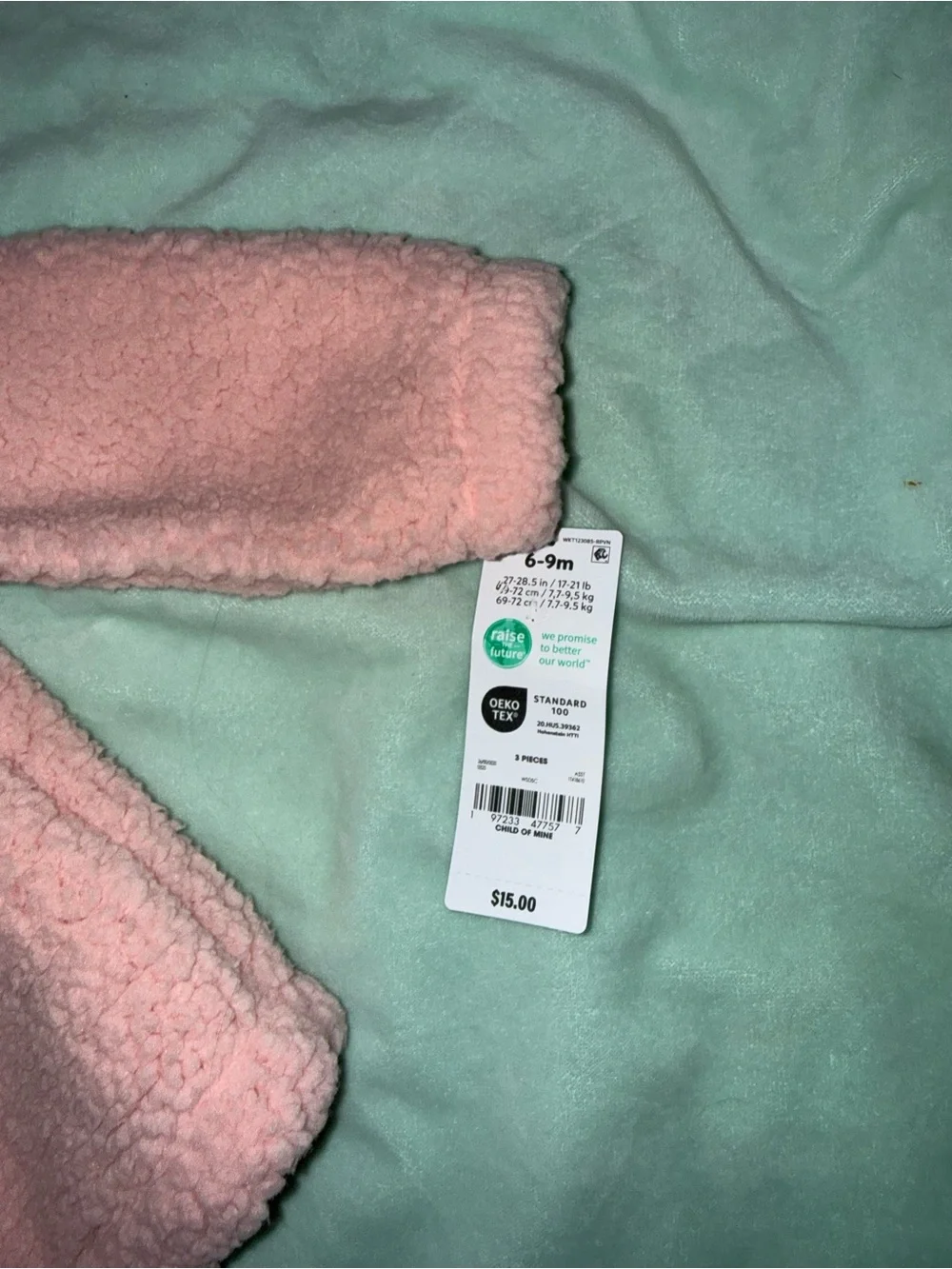 NWT Carter's size 6-9 months Pink Sherpa Jacket